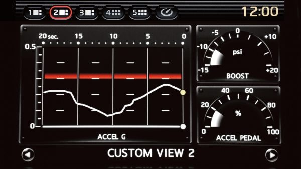 Nissan GT-R Multifunction Displays Custom Acceleration, Turbo Boost, and Throttle Position Views