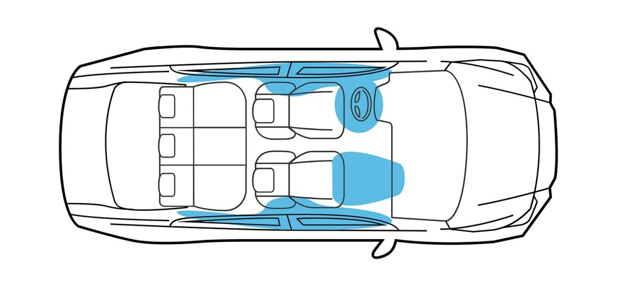 Driver, Front Passenger, Side, and Side Curtain Airbags